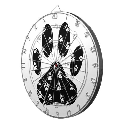 Witte pagina's op zwarte pagina afdrukken dartbord (Voorkant Rechts)