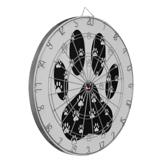 Witte pagina's op zwarte pagina afdrukken dartbord (Voorkant Links)