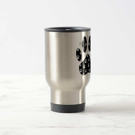 Witte pagina's op zwarte pagina afdrukken reisbeker (Center)