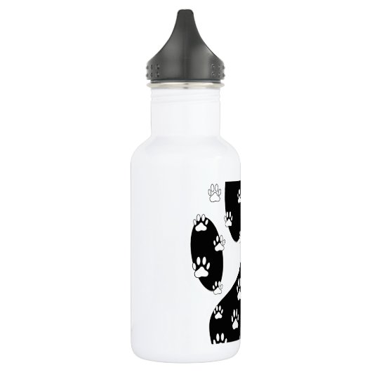 Witte pagina's op zwarte pagina afdrukken waterfles  (Links)