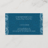 Witte  paisley blauw-groene achtergrond visitekaartje (Achterkant)