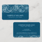 Witte Paisley Blauw-Groene achtergrond Visitekaartje (Voorkant / Achterkant)