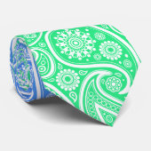 Witte paisley blauw tot groene ombre stropdas (Opgerold)
