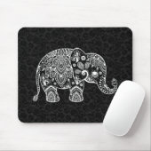 Witte Paisley Bloemenolifant illustratie Muismat (Met muis)
