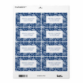Witte Paisley Custom Navy Blue Achtergrond Etiket (Full Sheet)