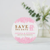 Witte paisley en roze kant bewaren de datum save the date (Staand voorkant)