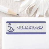 Witte Paisley met marineblauw nautisch anker Etiket (Insitu)