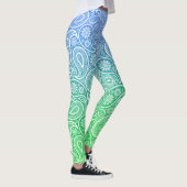 Witte  paisley op blauw tot groen ombre leggings (Rechts)