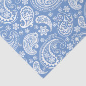 Witte  Paisley op blauwe achtergrond Tissuepapier (Detail)