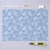 Witte  Paisley op blauwe achtergrond Tissuepapier (Craft)