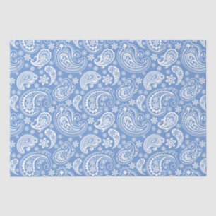 Witte  Paisley op blauwe achtergrond Tissuepapier