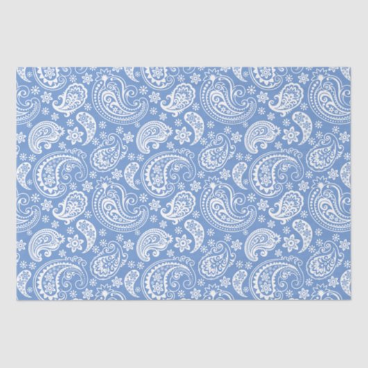 Witte  Paisley op blauwe achtergrond Tissuepapier (Voorkant)
