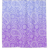 Witte paisley op paarse tot blauwe ombre douchegordijn (Voorkant)