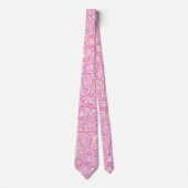 Witte  paisley op roze achtergrond stropdas (Voorkant)