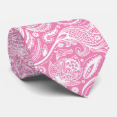 Witte  paisley op roze achtergrond stropdas (Opgerold)