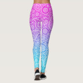 Witte  paisley op roze tot blauwe ombre leggings (Achterkant)