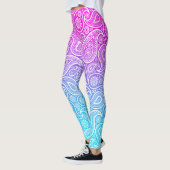 Witte  paisley op roze tot blauwe ombre leggings (Links)