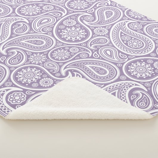 Witte  Paisley Pattern Muted Paars Sherpa Deken (3/4)