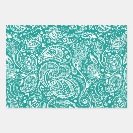 Witte  paisleypatronen inpakpapier vel (Voorkant 2)