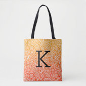 Witte paisleypatroon in rood tot geel ombre tote bag (Voorkant)