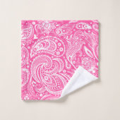 Witte paisleypatroon op roze achtergrond bad handdoek (Wasdoekje)