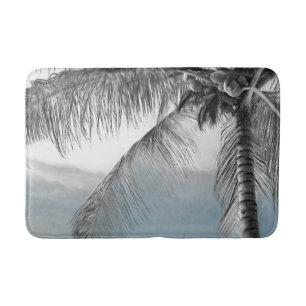 Witte Palm Kokosboom Elegant Strand Paradijs Badmat