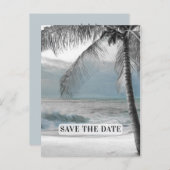 Witte Palm Kokosboom Elegante Chic Save the Date Aankondigingskaart (Voorkant / Achterkant)