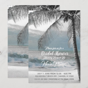 Witte Palm Kokosboom Strand Bruidsmeisjesfeest Kaart