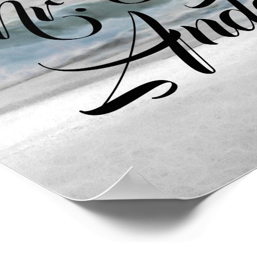 Witte Palm Kokosnoot Boom Strand Elegante Trouwloc Poster (Hoek)