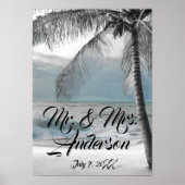 Witte Palm Kokospalm Boom Strand Elegante Trouw Poster (Voorkant)