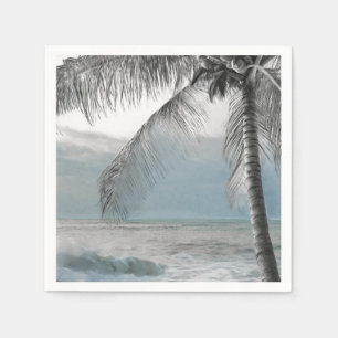 Witte Palm Kokospalmboom Elegante Strandbruiloft Servet