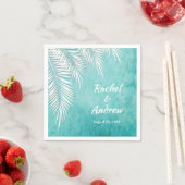 Witte palm op oceaan turquoise blauwe servetten (Insitu)