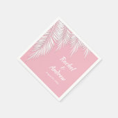 Witte palm op roze feestservetten servet (Hoek)