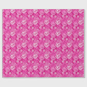 Witte palmblad op roze inpakpapier (Vlak)