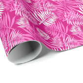 Witte palmblad op roze inpakpapier (Rol Hoek)