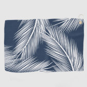 Witte palmbladeren op donkerblauwe achtergrond golfhanddoek (Horizontaal)