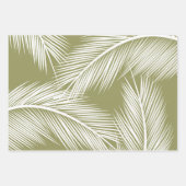 Witte palmbladeren op groene achtergrond inpakpapier vel (Voorkant 2)