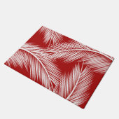 Witte palmbladeren op rode achtergrond deurmat (Schuin)