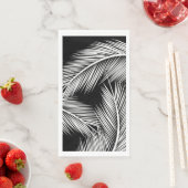Witte palmbladeren op zwarte achtergrond servet (Insitu)