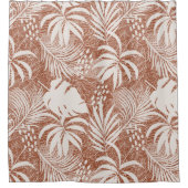 Witte palmbladeren Roos taupe Douchegordijn (Voorkant)