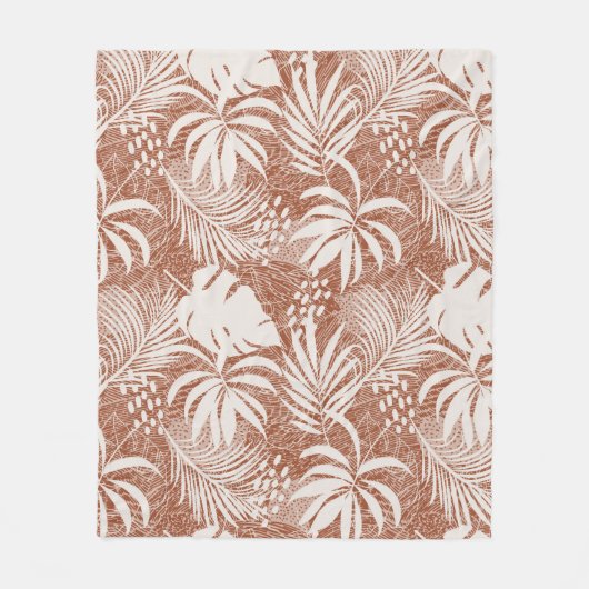 Witte palmbladeren Roos taupe Fleece Deken (Voorkant)