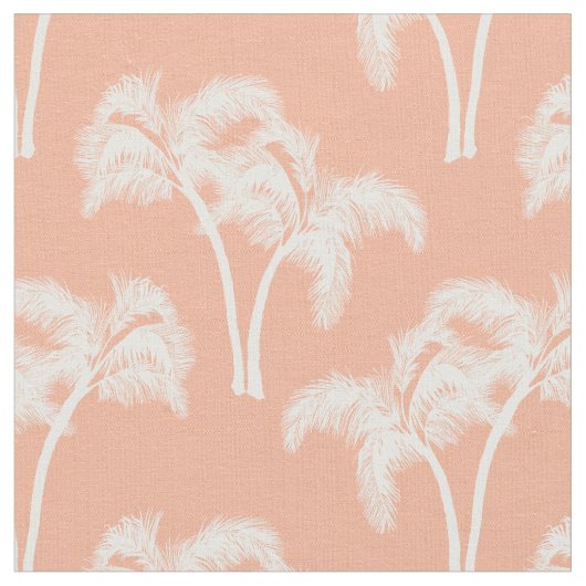 Witte palmbomen op beige stof (Close Up)
