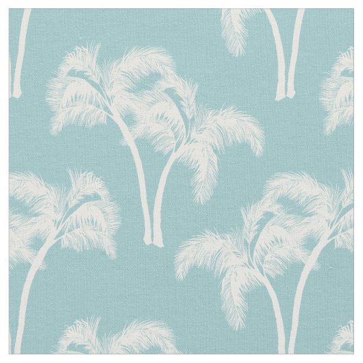 Witte palmbomen op blauw stof (Close Up)