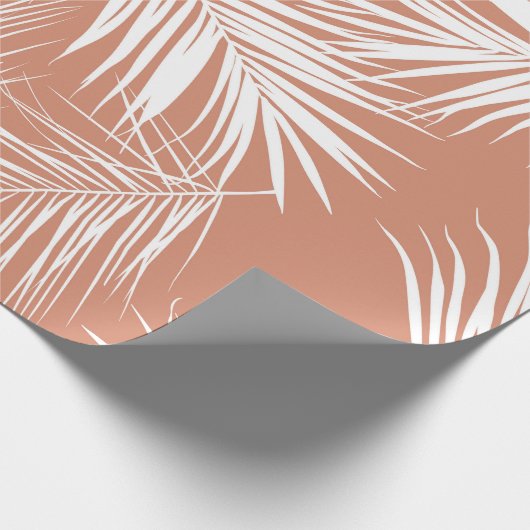 Witte palmboom laat een naadloos patroon achter. cadeaupapier (Hoek)