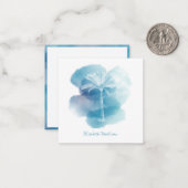 Witte Palmboom op Blauwe Waterverf Gepersonaliseer Notitiekaartje (Voorkant / Achterkant in situ)
