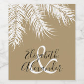 Witte palmboomschijfjes op donker goud dank u wijn etiket (Enkel label)