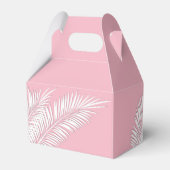 Witte palmen op roze dakrand feestgunstdozen bedankdoosjes (Achterkant)