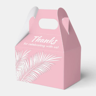 Witte palmen op roze dakrand feestgunstdozen bedankdoosjes