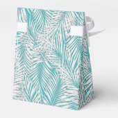 Witte palmen op turquoise feestfavoriet dozen bedankdoosjes (Achterkant)