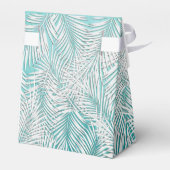 Witte palmen op turquoise feestfavorietdozen bedankdoosjes (Achterkant)